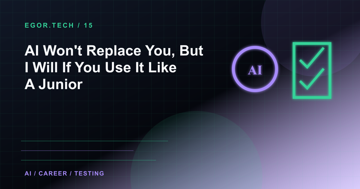 Cyberpunk robot guiding a developer using a glowing wrench beside code tests